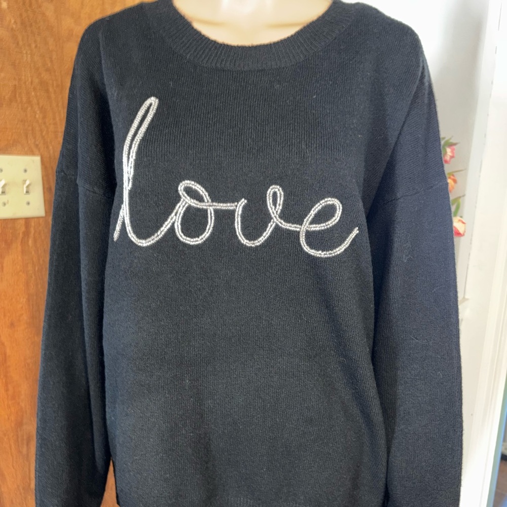 Absolutely Famous Black Love Sweater XL